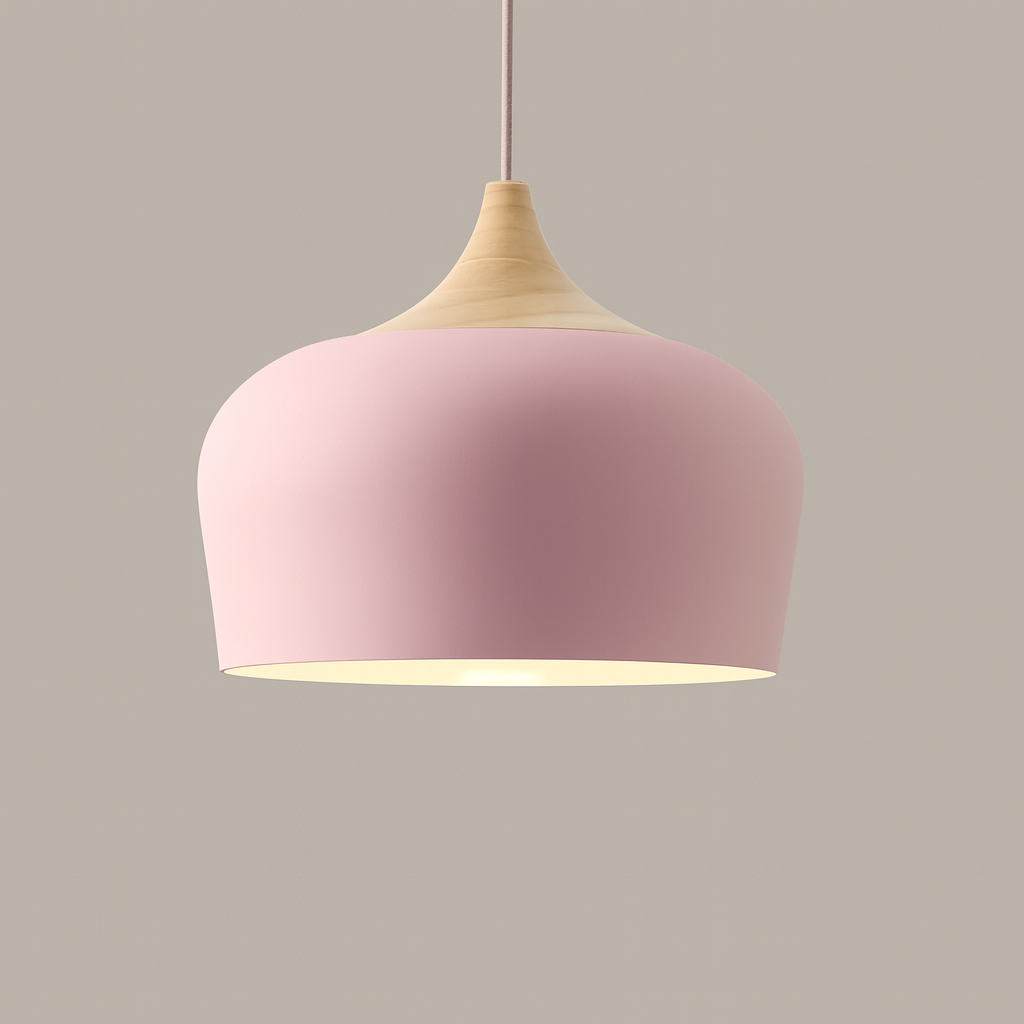 Coloria Pastel Hanglamp – Aluminium & Hout met Verstelbaar Snoer in Retro Design
