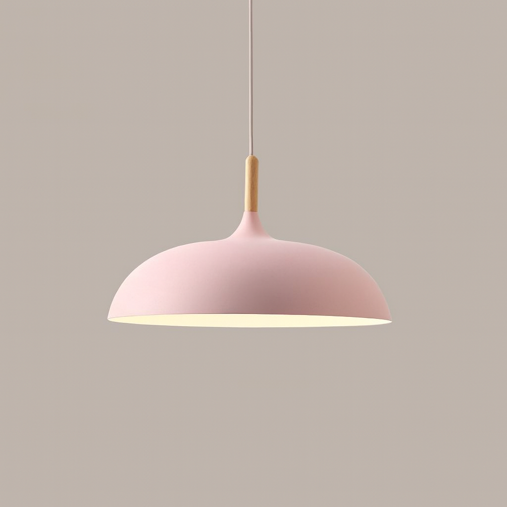 Coloria Pastel Hanglamp – Aluminium &amp; Hout met Verstelbaar Snoer in Retro Design
