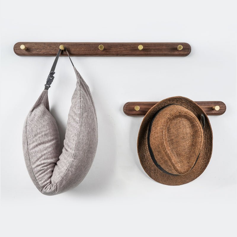 NordicHook – Perchero de Pared de Madera con Ganchos de Latón – Almacenamiento Moderno para el Hogar