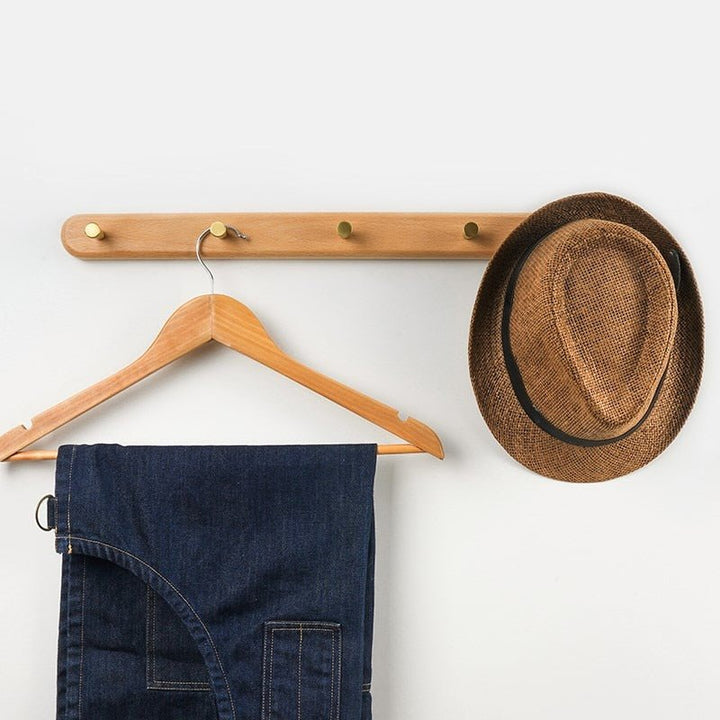 NordicHook – Houten Wandkapstok met Messing Haken – Moderne Woonopslag