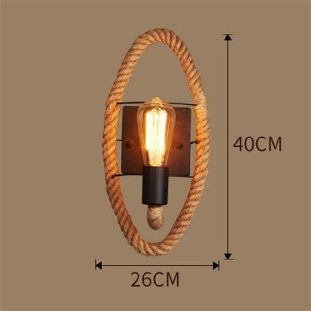 IronWeave – Lámpara de Pared de Cuerda Vintage – Iluminación Industrial Retro
