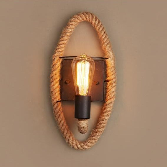 IronWeave – Lámpara de Pared de Cuerda Vintage – Iluminación Industrial Retro
