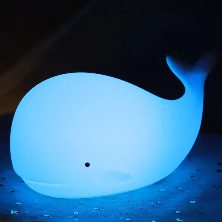 GlowWhale Lámpara Nocturna – Suave Silicona, Control Táctil y Luz de Colores Relajante