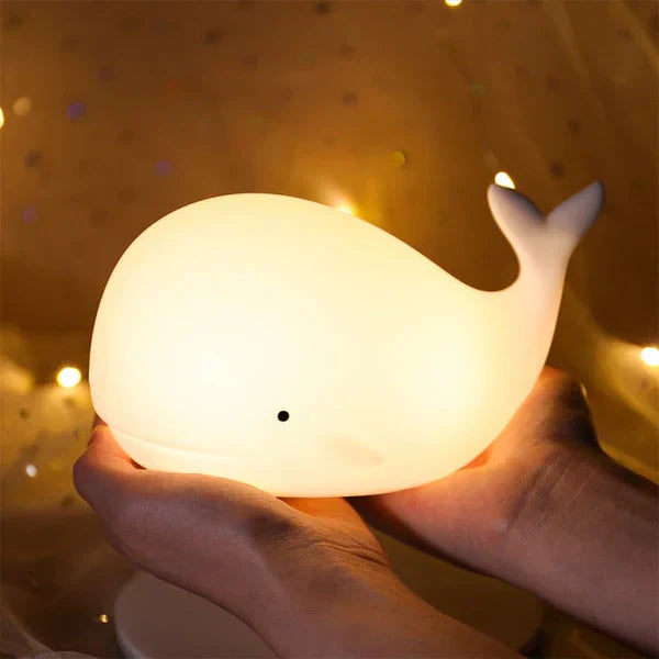 GlowWhale Lámpara Nocturna – Suave Silicona, Control Táctil y Luz de Colores Relajante