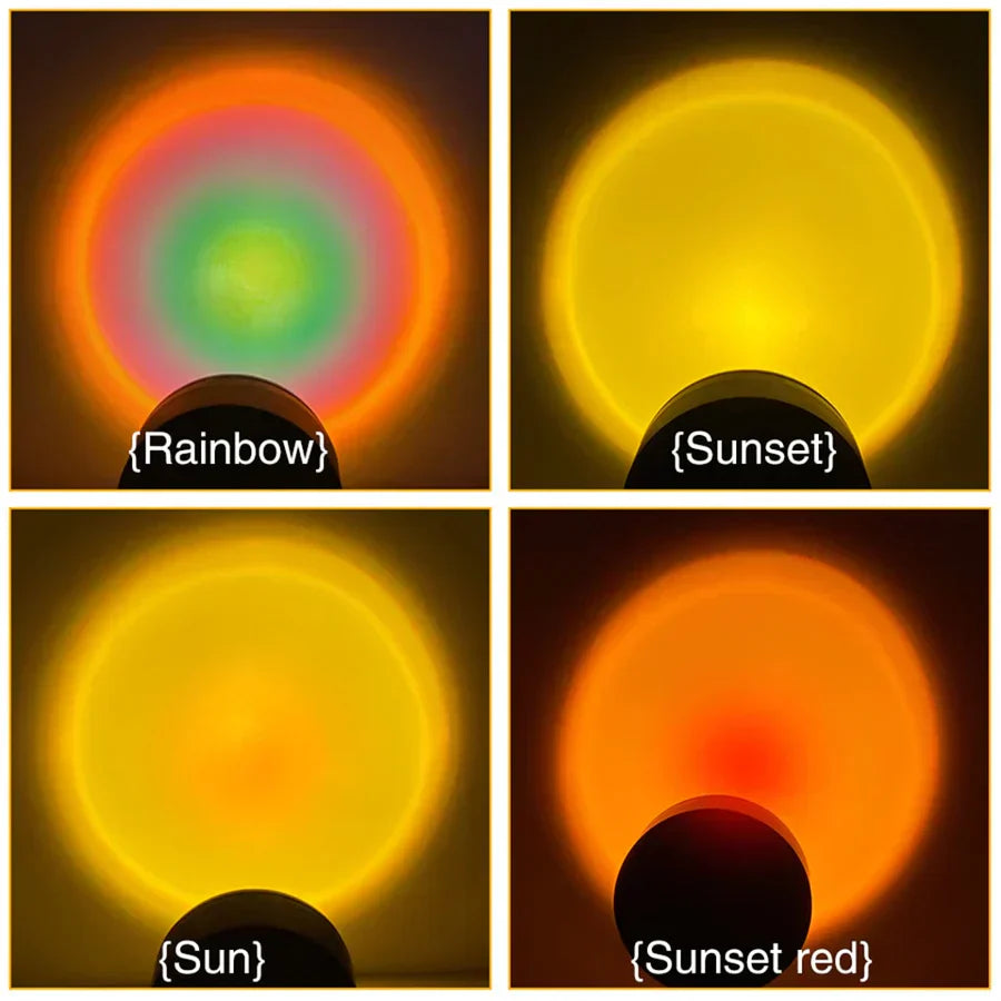 Solarya Sunset Lamp – 4 Kleurstanden, Dimbare LED &amp; Sfeervol Warm Licht voor Elke Ruimte