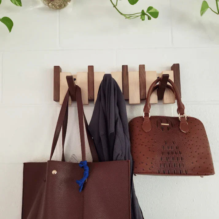 Wandkapstok met magnetische haken – Houten design, ruimtebesparend &amp; stijlvol