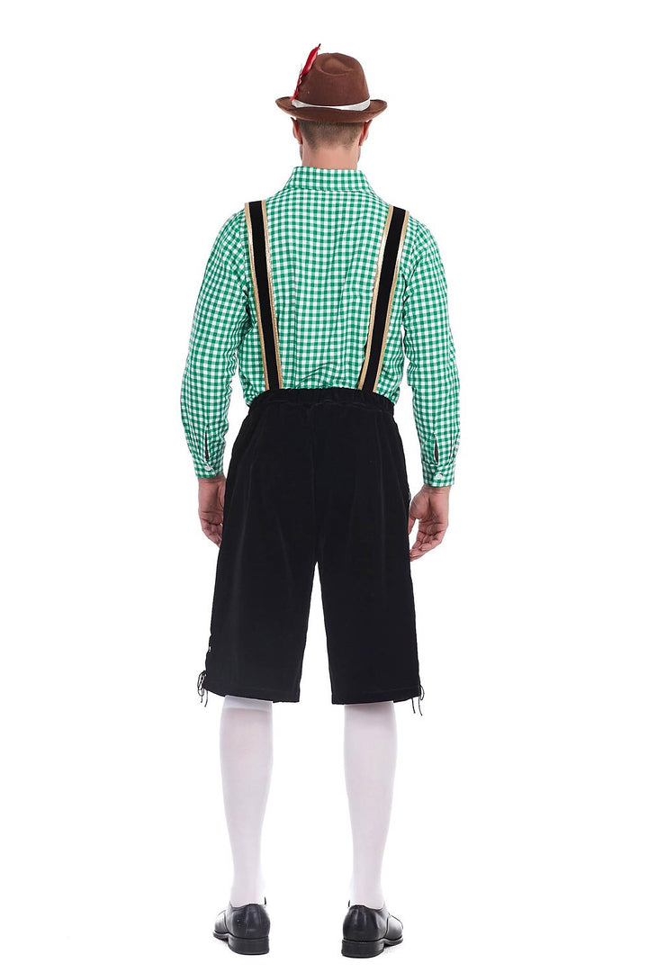 AlpenKönig – Costume homme avec Lederhose brodée &amp; chemise à carreaux