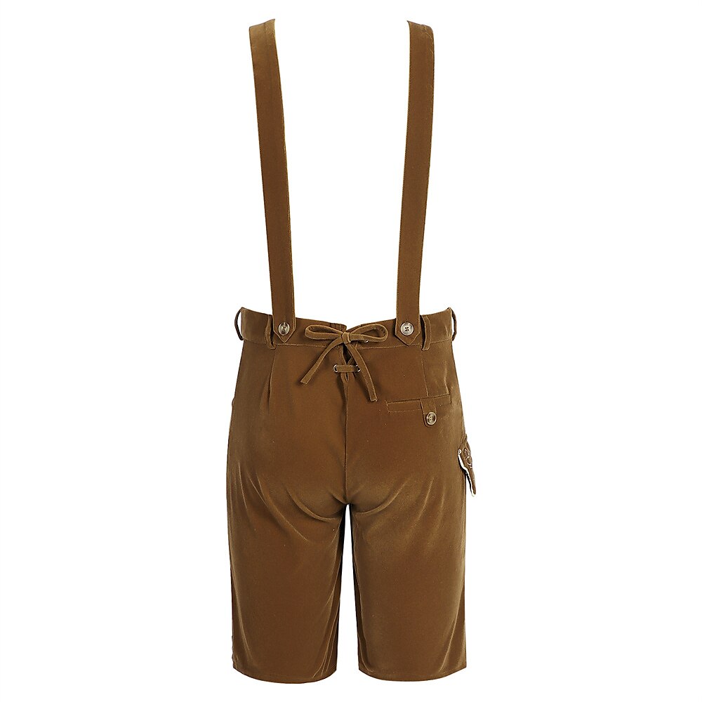 AlpenGeist – Pantalons de cuir per a home amb brodat – Aspecte de camussa marró Oktoberfest