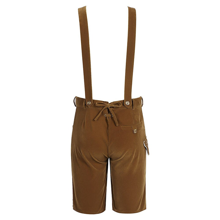 AlpenGeist – Lederhose homme avec broderie – aspect daim marron Oktoberfest