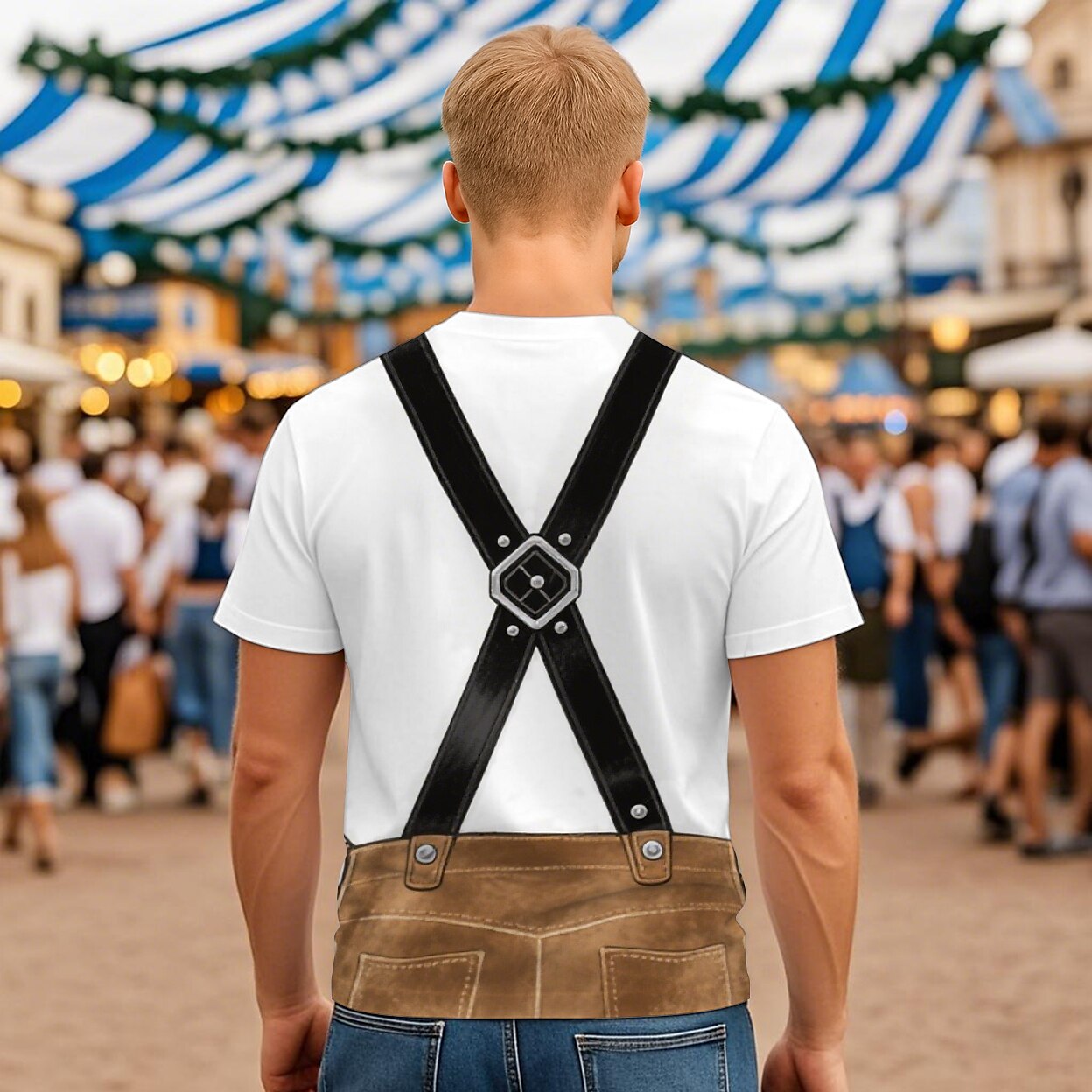 WiesnLook – Camiseta para hombre con estampado de Lederhosen – Atuendo humorístico para Oktoberfest