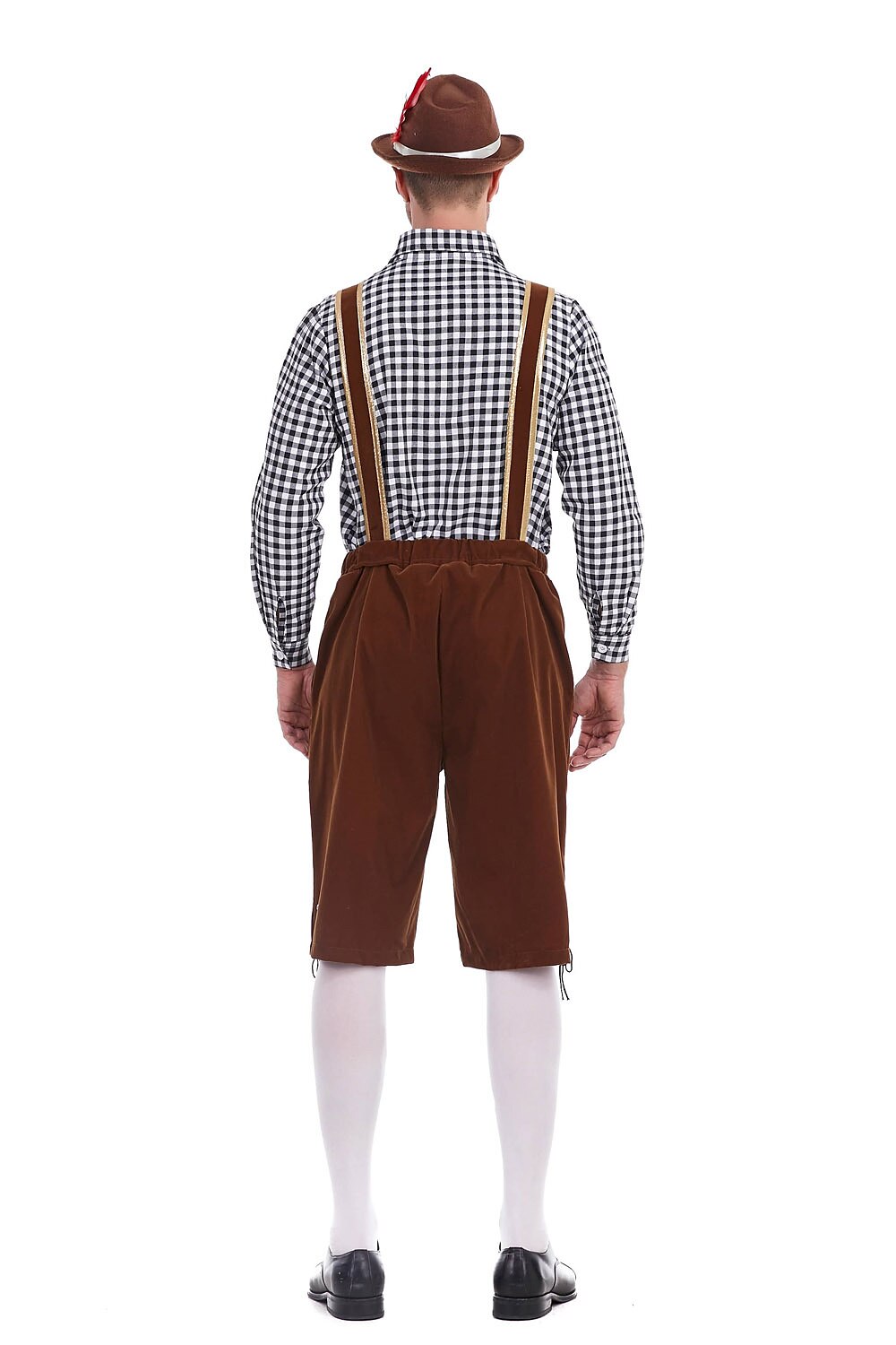 AlpenKönig – Costume homme avec Lederhose brodée & chemise à carreaux