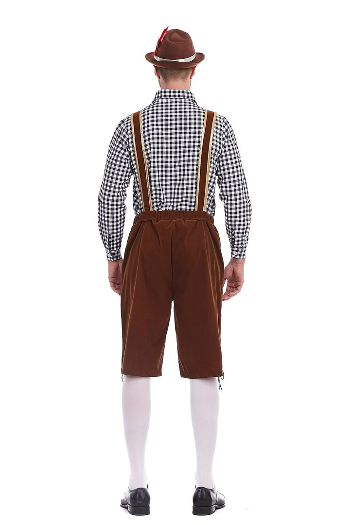 AlpenKönig – Costume homme avec Lederhose brodée &amp; chemise à carreaux