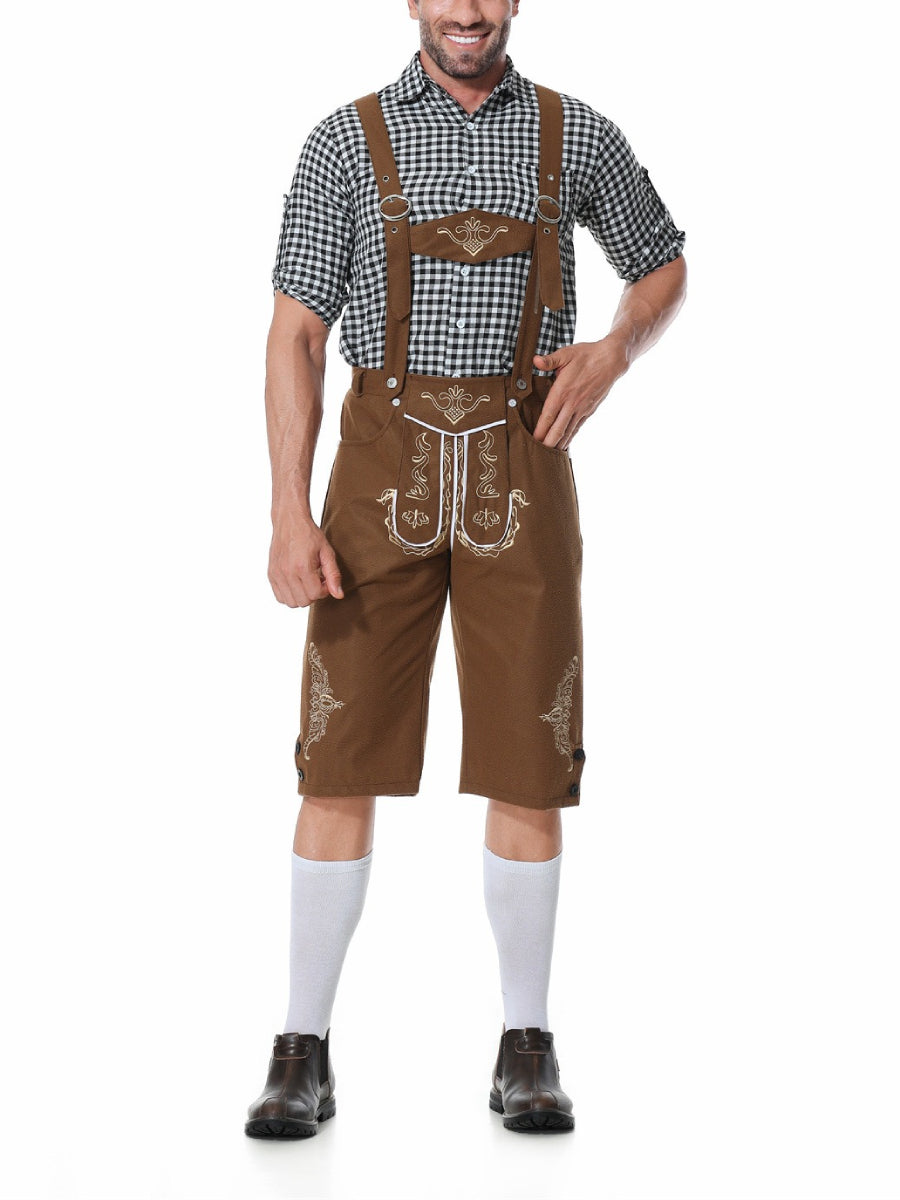 AlpenKraft – Set Costume Lederhosen con Camicia a Quadri – Il Tuo Essenziale per l'Oktoberfest