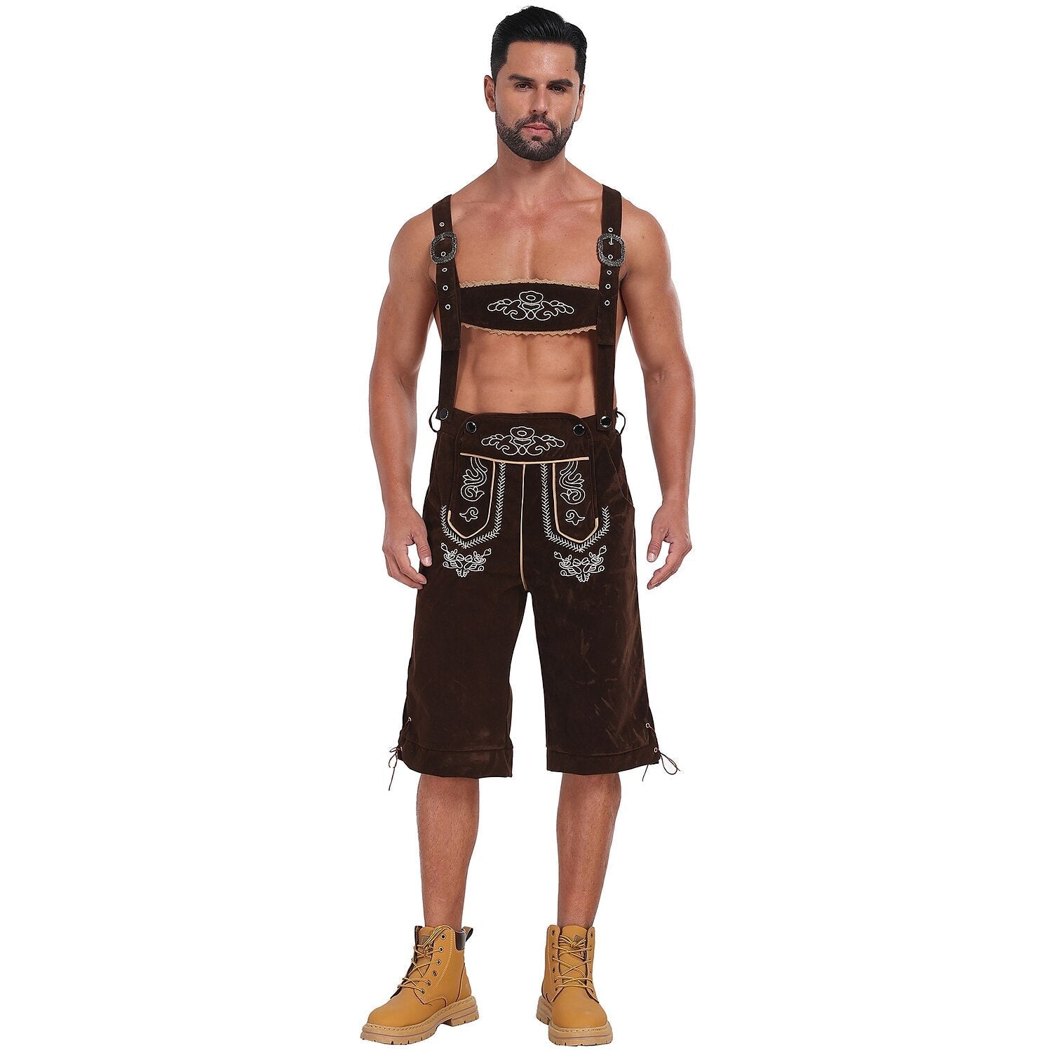 Bergkönig – Pantalons de cuir per a home amb brodat i tirants – Roba autèntica per a l'Oktoberfest