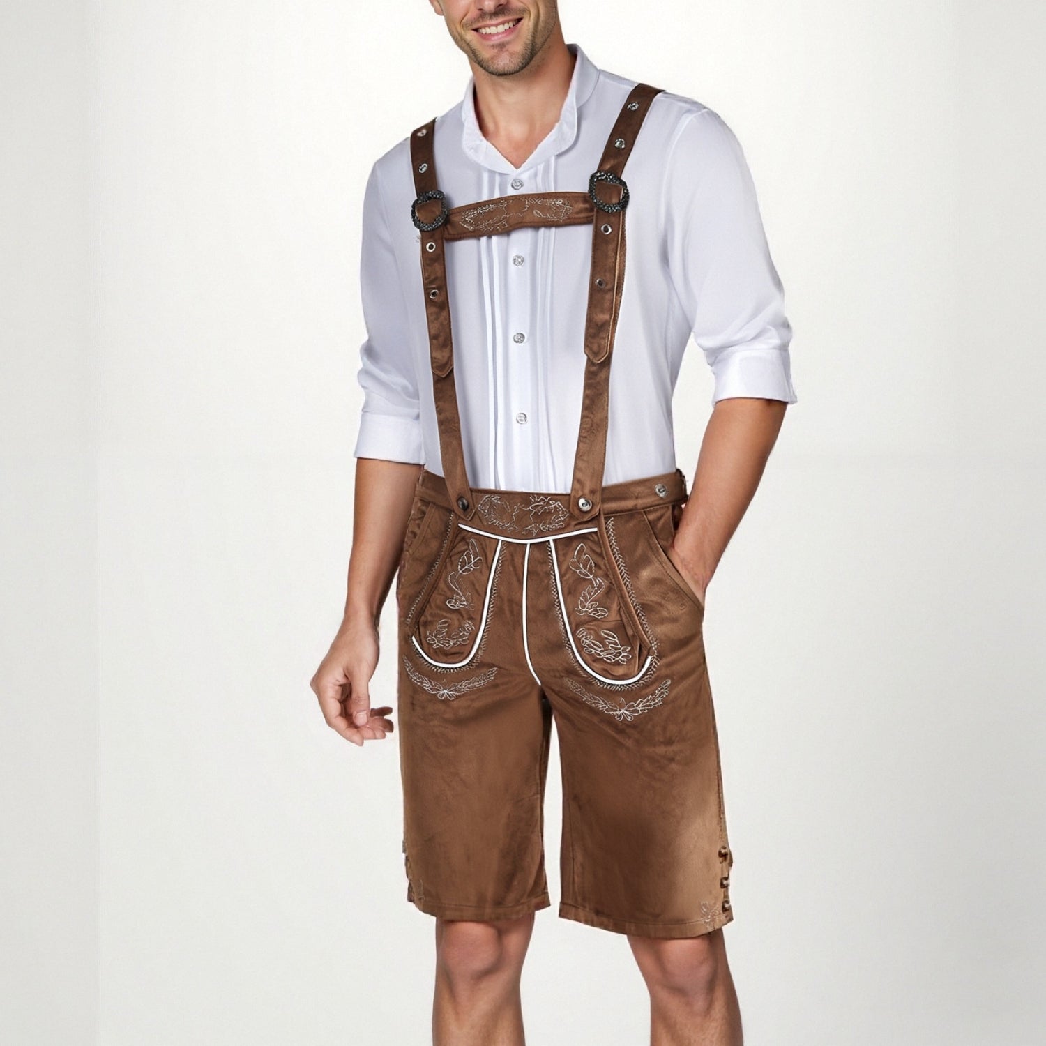 WiesnHeld Heren Trachten Set – Lederhose & Overhemd, Authentiek Oktoberfest