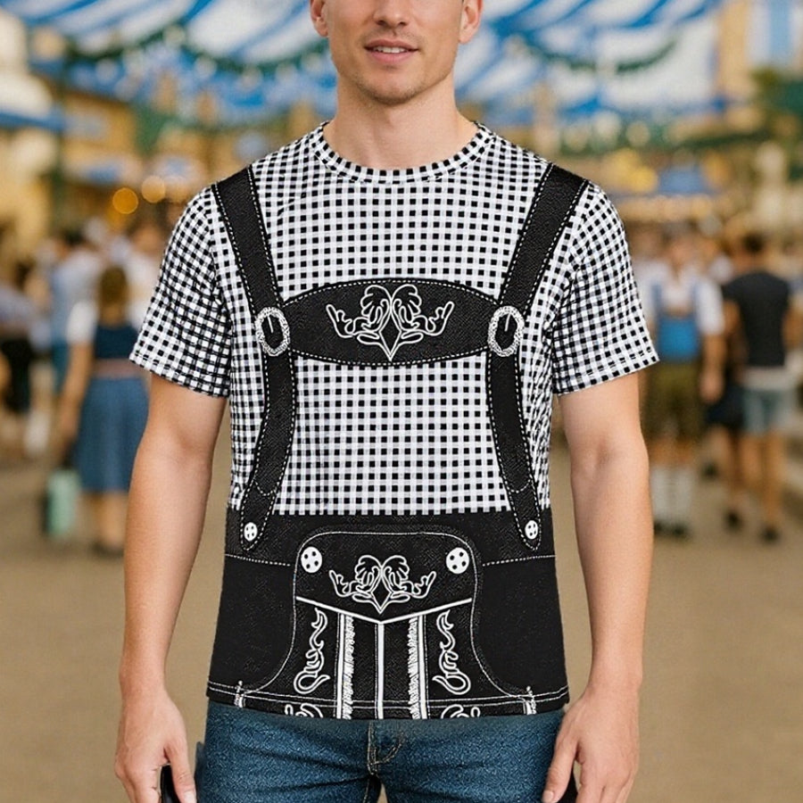 GaudiKing – Samarreta amb estampat de Lederhosen i panxa de cervesa – Roba divertida per a l'Oktoberfest