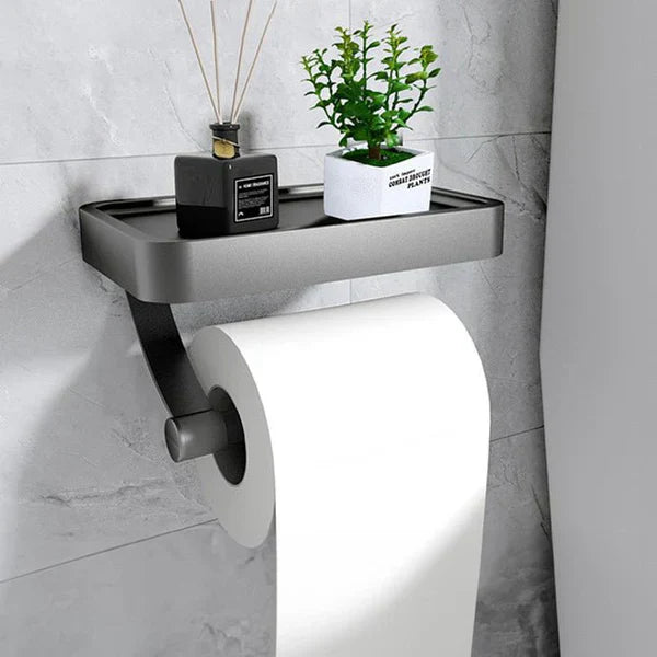 Veltrix Suporte para Rolo de Papel Higiénico – Suporte para Rolo de Papel Higiénico em Aço Inoxidável com Prateleira e Design Escovado