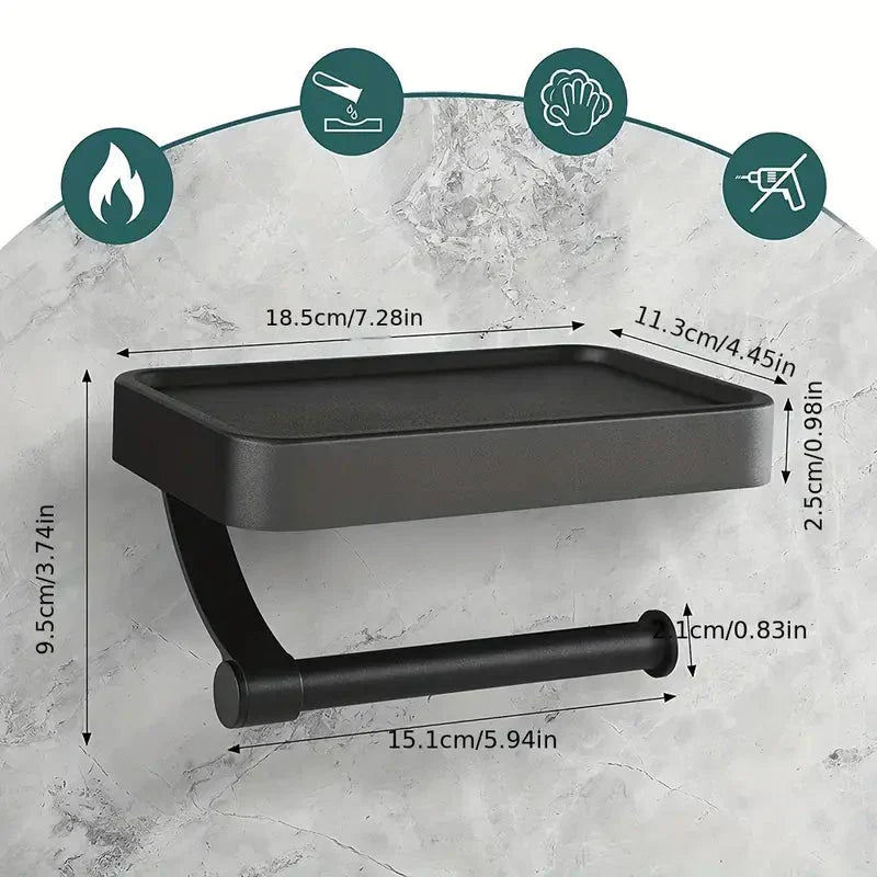 Veltrix Suporte para Rolo de Papel Higiénico – Suporte para Rolo de Papel Higiénico em Aço Inoxidável com Prateleira e Design Escovado