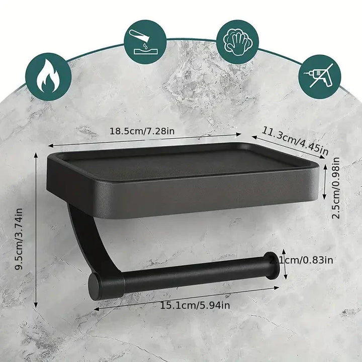 Veltrix Suporte para Rolo de Papel Higiénico – Suporte para Rolo de Papel Higiénico em Aço Inoxidável com Prateleira e Design Escovado