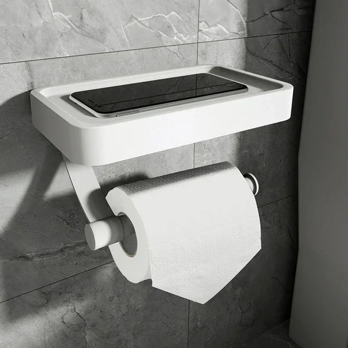 Veltrix Suporte para Rolo de Papel Higiénico – Suporte para Rolo de Papel Higiénico em Aço Inoxidável com Prateleira e Design Escovado