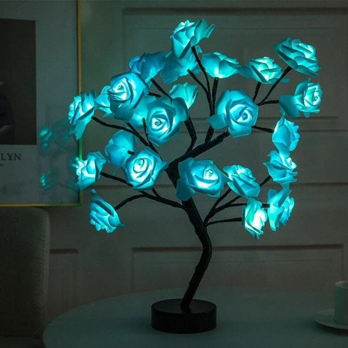 Lighted Rose Tree Lamp – Tabletop Tree With Glowing Rose Blossoms Tevako