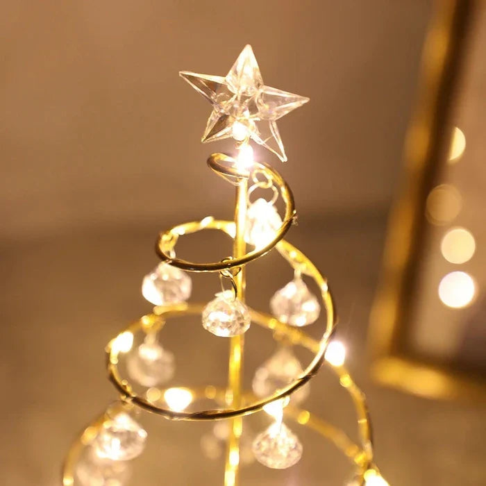 Spiral Christmas Tree Lamp – Tabletop Light with Crystal-Style Ornaments Tevako