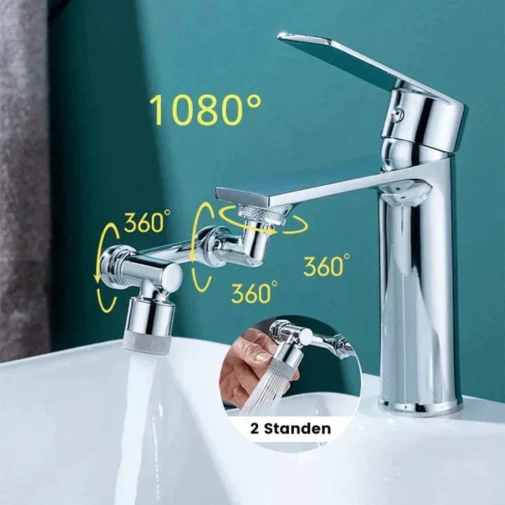 Aquavon FlexiTap – Adaptador de grifo giratorio 1080° de cobre con dos posiciones de agua
