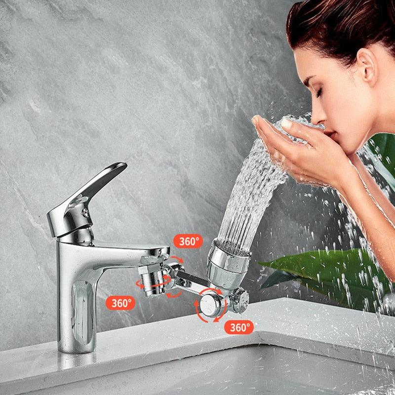 Aquavon FlexiTap – Adaptador de grifo giratorio 1080° de cobre con dos posiciones de agua