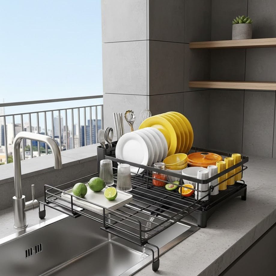 DRAINFLOW – Large Dish Drainer with Drip Tray Bolendo