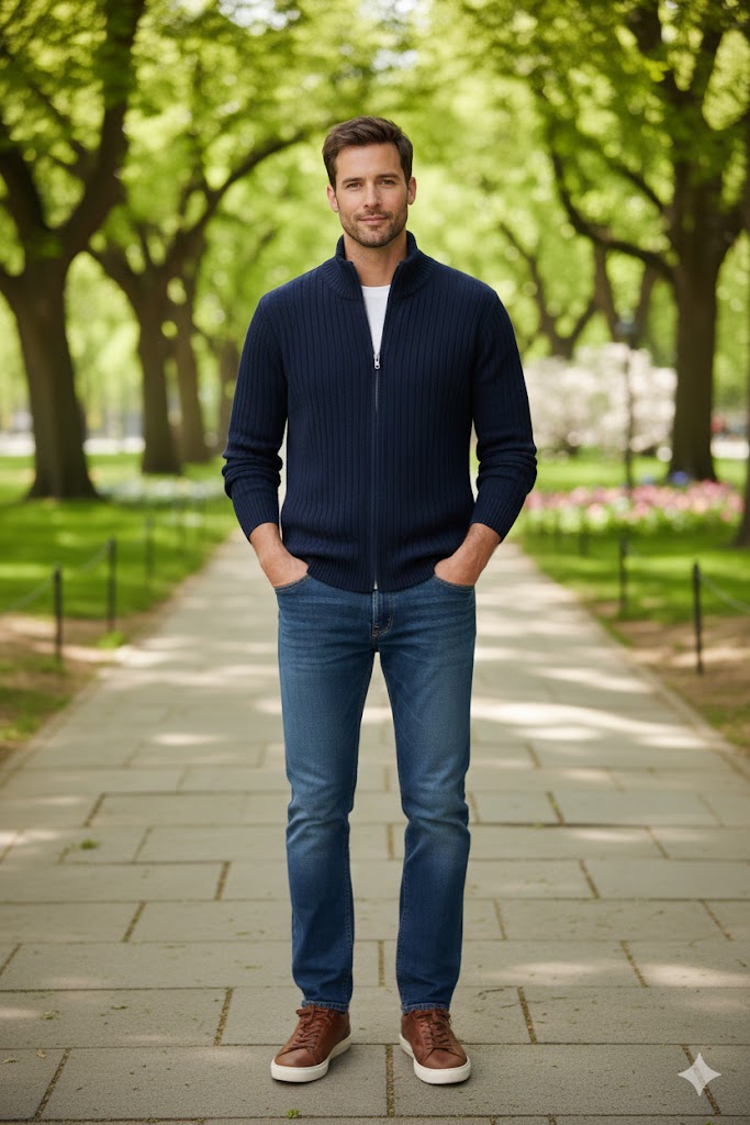 Slim-fit herenvest met ritssluiting – lichtgewicht stretch polyester voor een moderne dagelijkse stijl