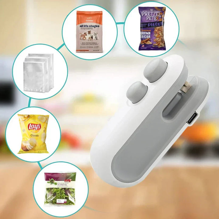 FreshSeal – dispositivo de selagem portátil 2 em 1 recarregável por USB &amp; compacto