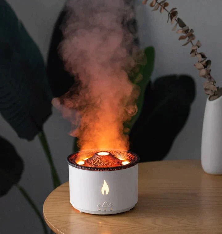 Auralis HumiFlame Humidificador – Efecto de Llama Volcánica y Difusor de Aromaterapia