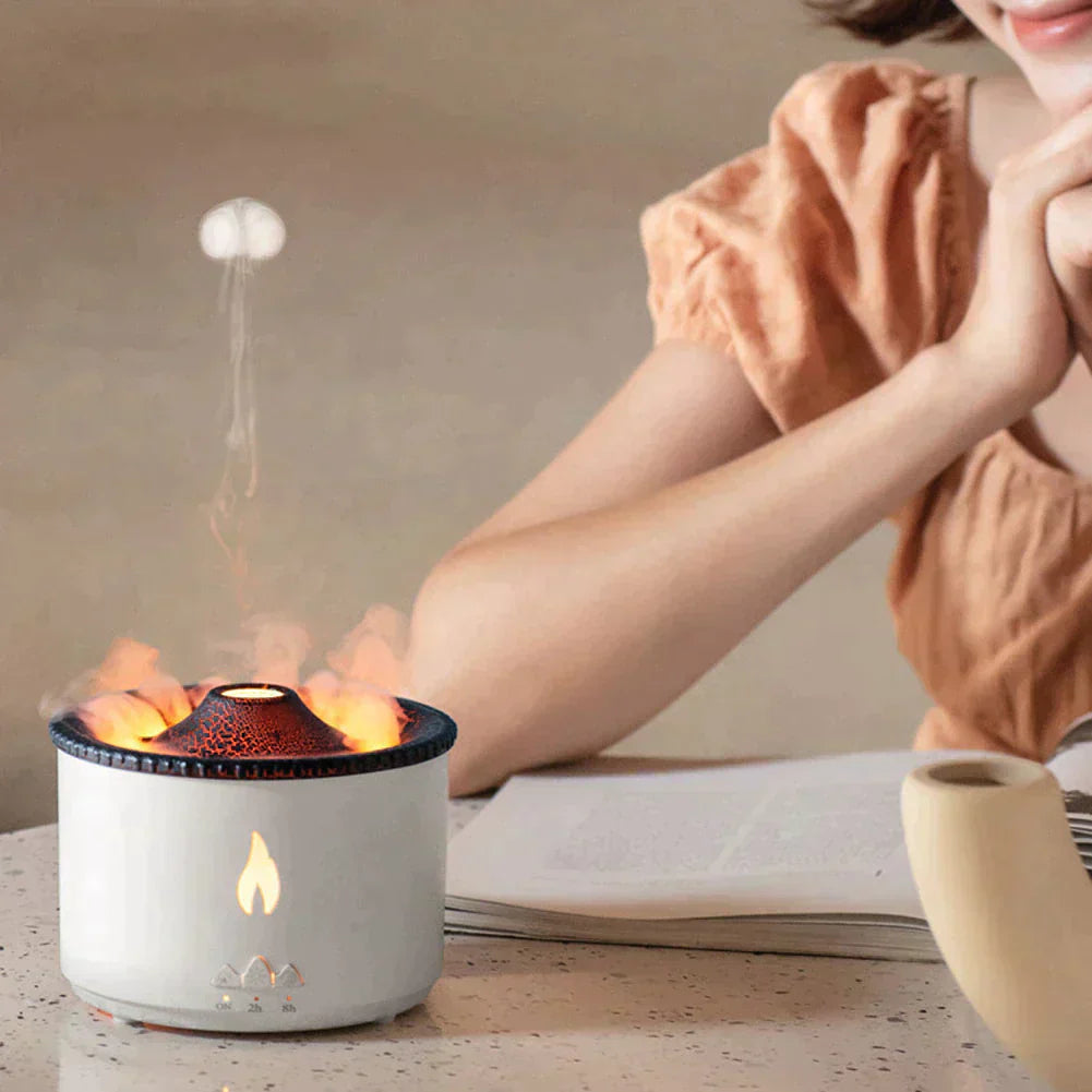 Auralis HumiFlame Humidificador – Efecto de Llama Volcánica y Difusor de Aromaterapia