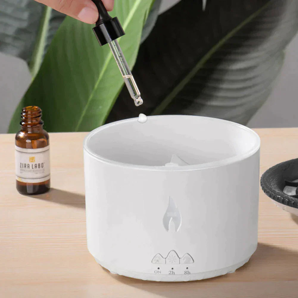 Auralis HumiFlame Humidificador – Efecto de Llama Volcánica y Difusor de Aromaterapia