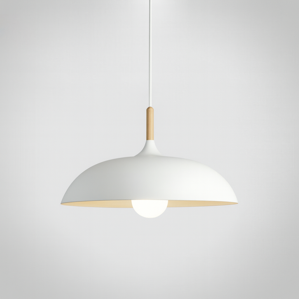 Coloria Pastel Hanglamp – Aluminium & Hout met Verstelbaar Snoer in Retro Design