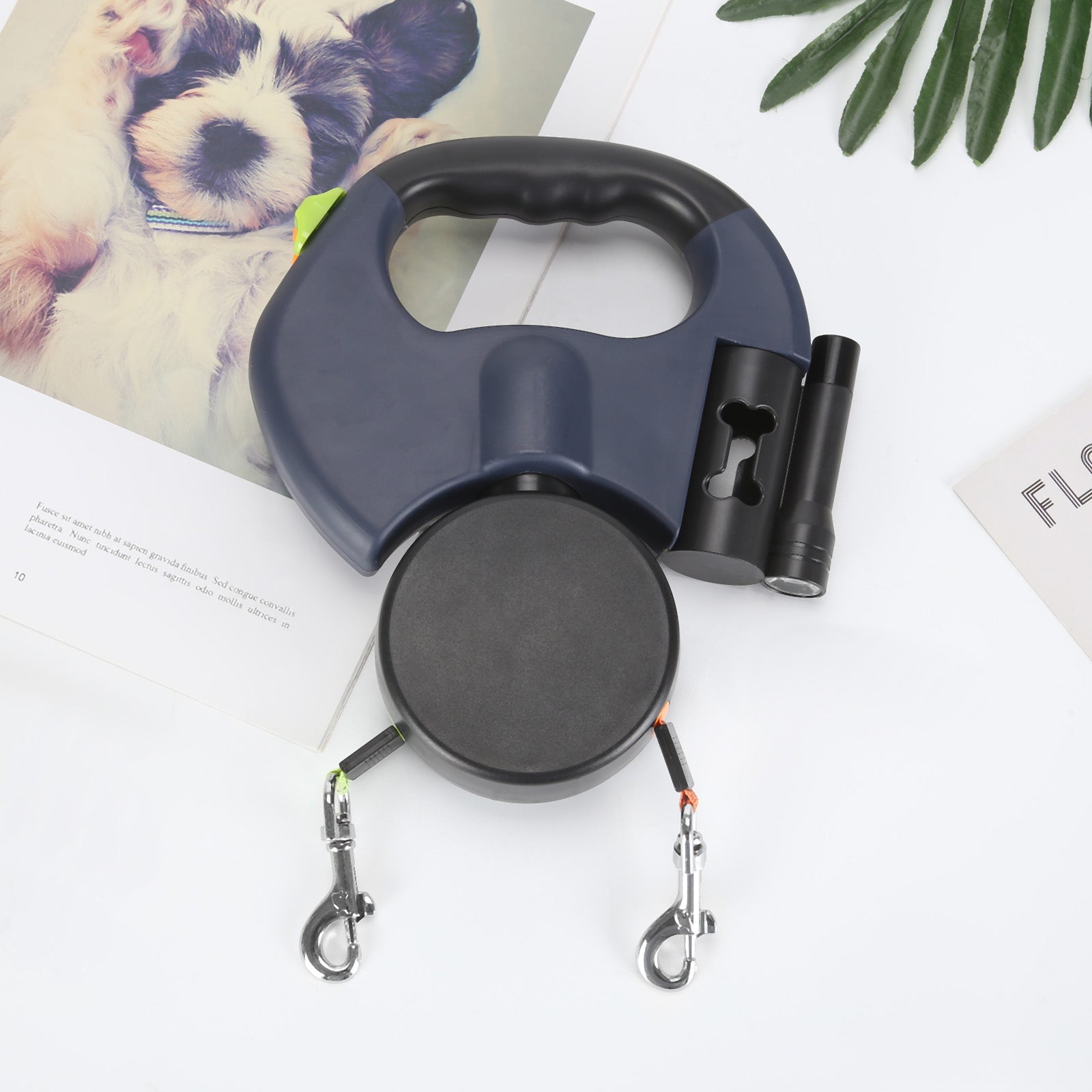 PawLink Duo Guinzaglio per Cani – Doppio Guinzaglio a Rotella con LED e Riflettente