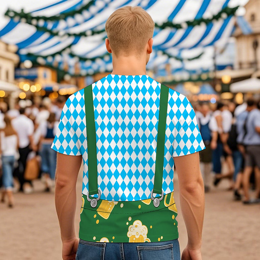 BierBuam – Heren T-Shirt met Lederhosen-Print – Jouw Luchtige Oktoberfest-Look